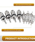 16 Piece Air Conditioning Valve Core Kit With Service Valves, Pressure Caps And Charging Port For R134A Ducts, Universal Fit