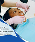 Disposable Dental Bibs Pack Of 125, 13 By 18 Inch, 3-Ply Waterproof Tray Covers For Patients And Procedures, Dentist And Esthetician Must-Haves, Nail Table And Tattoo And Eyelash Stations, Pink shown in use during dental procedure.