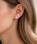 Five Piece Pearl Stud Earrings Set With Gold Finish Ball Studs From 4mm To 8mm For Women And Men, Classic Gold Pearl Earrings For Everyday Wear, Dope For Multiple Piercings And Modern Day Style. 4mm pearl stud on ear