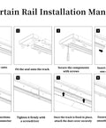 Ceiling Mounted Double Curtain Track System In Aluminum, White Finish, Silent Rails, 2.4m Length (7.9ft), Heavy-Duty Glide For Thick Curtain Panels Up To 88lbs installation manual