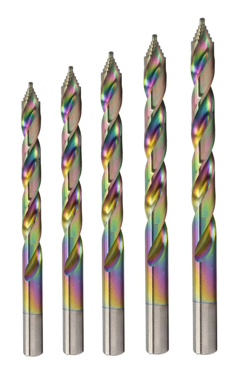 Stepped Point HSS Drill Bit Set One Quarter To One Half Inch In Pouch Case With 135 Degree Step Point Split Point Tips M2 Steel