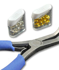 Crimping Pliers For Jewelry Making And Beading, blue handle, with bead containers for secure bead closures, lightweight accessory.