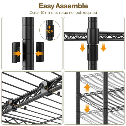 Industrial Four Tier Metal Wire Shelving Rack Straight Up Solid Build With 1600 Lb Capacity No Fuss Setup For Garage Kitchen Pantry Laundry And Utility Rooms 72 X 18 X 60 Inches Matte Black