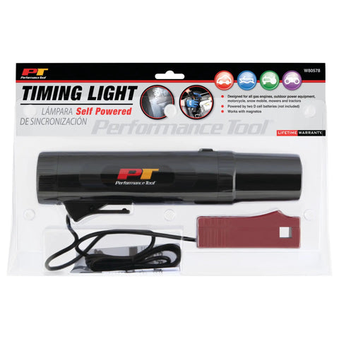 Packaging of Self Powered Timing Light With Daylight Readable Xenon Bulb, Self Contained Automotive Ignition Timing Tool, No Battery Leads