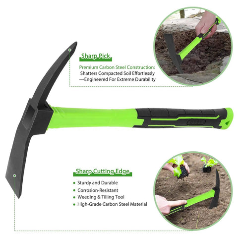 Two Piece Garden Hoe Set With Ergonomic Non Slip Handles Carbon Steel 2 In 1 Weeding Tool For Outdoor Garden Beds Comfortable Grip And Durable Design For Easy Weeding And Cultivation