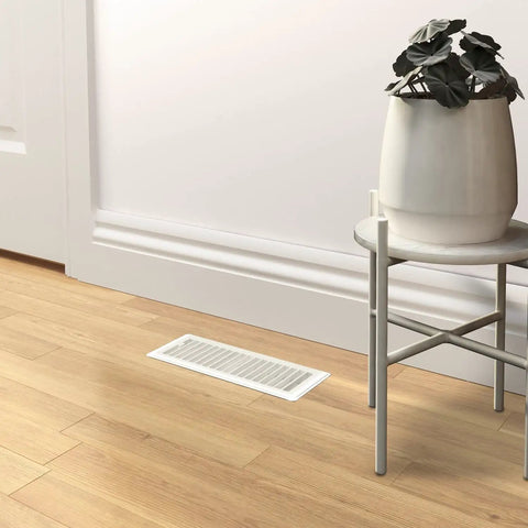 Heavy Duty 3x10 White Floor Register With All Steel Construction, Powder Coated Finish, Easy Damper Control