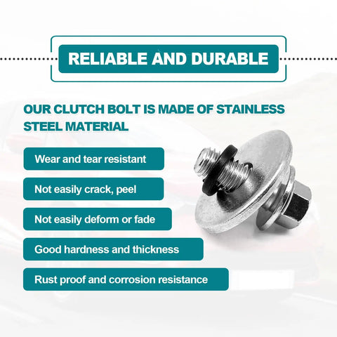 Full Throttle 3/4 Inch Go Kart Clutch Bolt Kit With Lock Washers 10 Or 12 Tooth Design Compatible With Predator 212 Mini Bike Engines stainless steel clutch bolt with washer shown.