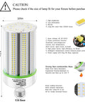 2 Pack 50W LED Corn Bulbs E26 E39 Base 120 277V 5000K Daylight 6500lm Crazy Bright Replaces HID HPS CFL Metal Halide Design
