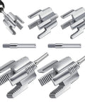 Four Piece Pro Grade PVC Pipe Threader Tool Set With Two One Half Inch Dies And Two Three Quarter Inch Dies For Internal And External Threading Works With Electric Drill Dual Function Pipe Cutting Kit For PVC And PPR Plumbing