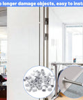 Image shows 40 Pack Rubber Door Stop Tips And Caps 0.39 Inch Replacement Stoppers For Doors And Hinges, Universal White installed on a door hinge.