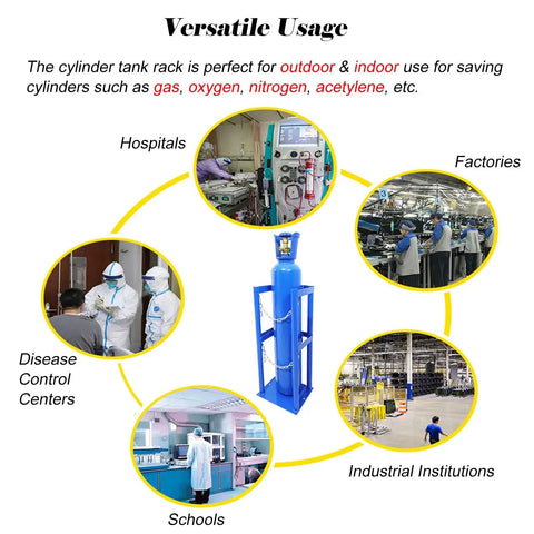 Oxygen Cylinder Rack For Wall Mount Beefy Heavy Duty Steel Gas Cylinder Holder With Protective Chain Rust Proof Organizer
