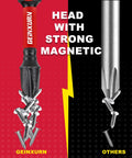 Sick 10 Pack S2 Steel Impact Driver Bit Set With 6 Inch Long Bits For Heavy Duty Drilling And Fastening Work, Comes In Handy Storage Tray With Phillips Torx Square And Hex Head Bits To Keep Your Garage Organized Today. close-up of magnetic impact bit holding screws