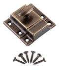 Old-School Vintage Brass Cabinet Door Latch Set With Spring-Loaded Cupboard Latch And Oval Turn, 1 7/8 Inch, Antique Hardware