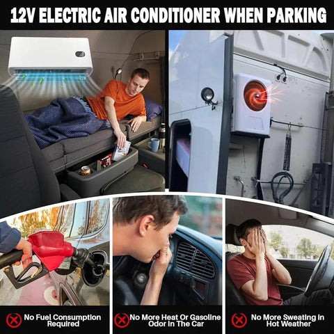 Diagram of 12V Truck Air Conditioner 8000 BTU Parking Split Mini AC Unit For Semi Trucks Trailers Sleep Cab DC Inverter