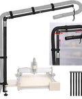 Adjustable Dust Collection Boom Arm with Clamp Mount Hose Holder and CNC setup, 360 Degree Swivel Head, Two 40cm Extension Arms
