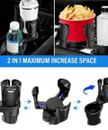 Dual Car Cup Holder Expander For Tesla Cybertruck with adjustable grip, holding drinks and snacks for stable rides.