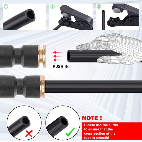 Beast Mode Heavy Duty 50 Foot One Quarter Inch Air Hose With Push To Connect Fittings Kit in use with cutting tool