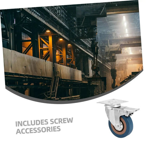 Four Piece Heavy Duty Swivel Caster Wheel Set With Threaded Stem And Retractable Furniture Rollers Built Tough on industrial floor.