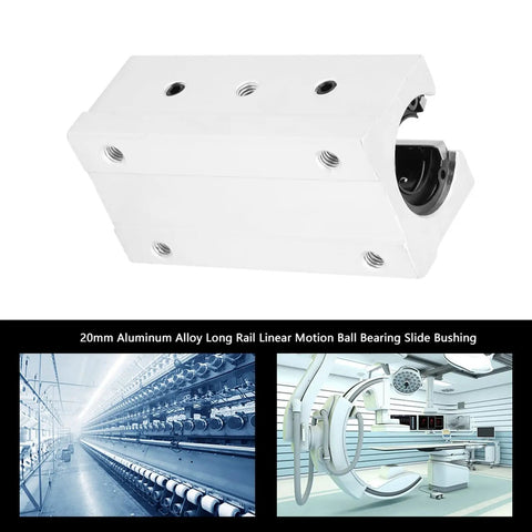 Slick 20mm Aluminum Long Rail Block With SBR20LUU Linear Motion Guide, durable design for industrial precision applications.