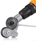 Heavy Duty Metal Cutter Drill Attachment With Stabilizer Handle Precision Electric Sheet Metal Shears For Iron Aluminum Steel Cutting close-up view of drill attachment mechanism.