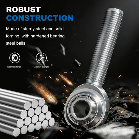 2 Pack CM8 Rod End Bearing Heim Joint Half Inch Right Hand Thread With Jam Nuts Beefy Steel Construction Ideal For Machinery Automation CNC Robotics Conveyors And Heavy Duty Industrial Projects, steel rod end