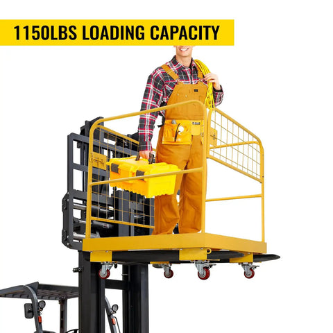 Forklift Safety Cage With Wheels Folding 36 By 36 Inch Work Platform 1200 Lb Capacity Rolling Man Basket For Aerial Jobs