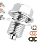 M14x1.5 Magnetic Oil Drain Plug Kit With Copper Gasket And Washers, visible hex bolt, copper and metal rubber washers