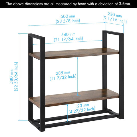 Dimensions of Industrial Rustic Two Tier Wall Shelf Over Toilet, 23.6 Inch Metal Black Bathroom Organizer with Double Bar