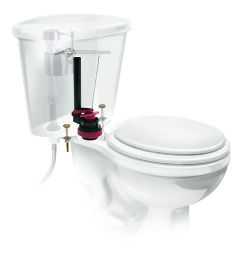 PerforMAX Universal High Performance 2 Inch Toilet Flush Valve Repair Kit installed in toilet tank view