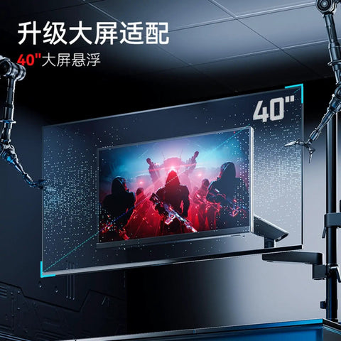 Adjustable Dual Monitor Mount Vertical Desk Arm for 40" display, rock solid steel, smooth swivel positioning.