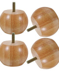 Four Pack Wood Furniture Leg Replacement Set Round Bun Feet For Sofa Coffee Table Cabinet And Bench Easy Install