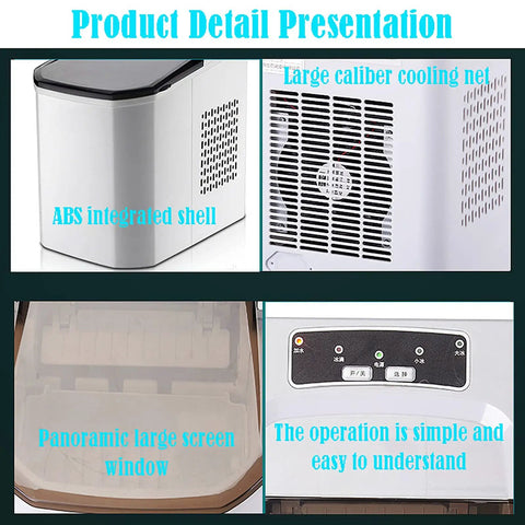 Keep It Cool Countertop Ice Maker With Self Cleaning Design And Whisper Quiet Operation For Fast Cube Production At Home Bars Or Weekend Hangouts In Smooth Black Or Crisp White details including integrated shell and cooling net.