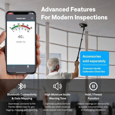 Pinless Moisture Meter For Wood, Drywall And Building Materials With Dual Depth Readings, Non Destructive Measure, Large Analog Display And Optional Moisture Alarm Tone For Quick, Reliable Checks in a phone app view