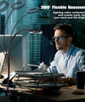 Man using 10x Desk Magnifier With Light, Flexible Gooseneck Clamp, 3 Light Colors And 10 Brightness Levels at a desk