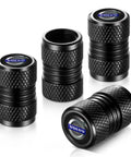 Universal Tire Valve Stem Caps Four Pack Aluminum Alloy Corrosion Resistant Easy Install For Cars Trucks SUVs Motorcycles Bicycles showing brand logo