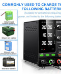 Variable DC Power Supply 30V 10A 300W Lab Bench Charger With Output Switch OCP Quick Charge Port Battery Mode Reverse Polarity Protection LiFePO4 And Lithium Ion Compatible
