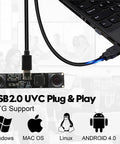 1080P 60FPS USB Camera Module With Dual M12 Lenses And 3840x1080 Resolution connected to laptop via USB, showing compatibility icons