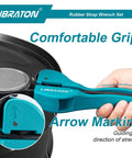 Two Piece Rubber Strap Wrench Set For Auto Oil Filter Jar Lids Adjustable From 10mm To 150mm being used on a jar lid