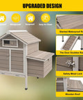 32 Inch Wooden Chicken Coop Outdoor For 1 To 3 Chickens With Pull Out Tray And Ramp Run Backyard Hen House Nesting Box Weatherproof Fir Wood Grey Easy Clean Slanted Roof Durable Water Resistant Construction Safe Latching Doors