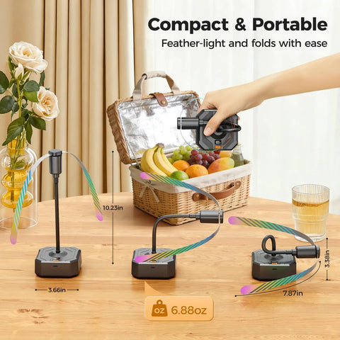 Rechargeable Fly Table Fans With LED Display And Safe Blades 4 Pack For Outdoor Hangouts Patio Picnic Camping BBQ on table