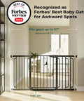 Extra Wide 29.7 to 57 Inch Walk Through Baby Gate for Stairs, Pressure Mounted Safety Gate, Black, Forbes Vetted 2024.