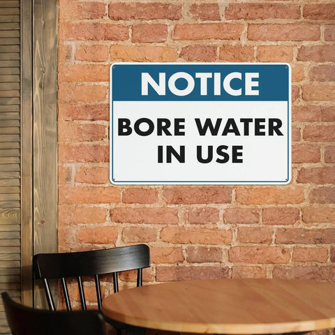Water In Use Aluminum Heads Up Sign 8x12 UV Printed Notice Plaque For Home Farms Businesses And Facilities Indoor Outdoor Water Supply Zones High Visibility Safety Marker, wall mounted