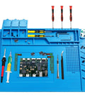 Blue Pro Grade Heat Resistant Solder Pad With Anti Static Magnetic Silicone Large Workbench Pad With Built In Scale 17.7x11.8 in
