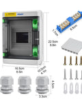 5 Way HA Series Waterproof Power Distribution Box With Bus Bars And DIN Rail For MCBs Solar Ready Indoor Outdoor Use IP66