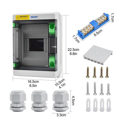 5 Way HA Series Waterproof Power Distribution Box With Bus Bars And DIN Rail For MCBs Solar Ready Indoor Outdoor Use IP66