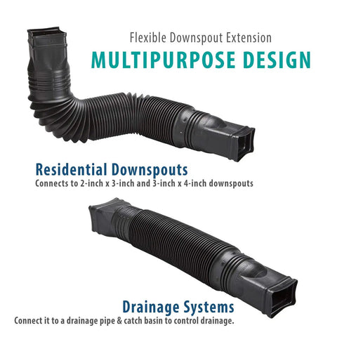 Two Pack Brown Flexible Downspout Extension Gutter Connector For Rainwater Drainage Fits Most 2x3 And 3x4 Downspouts Easy Bend