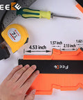 12 Inch Contour Gauge With Lock Profile Tool for Woodworking and Carpentry shown in use with precise measurements.