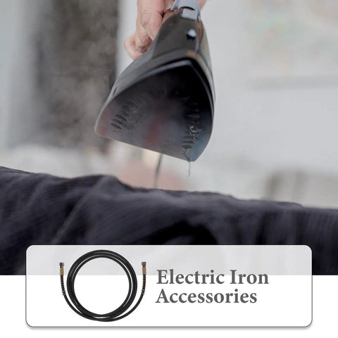 Heavy Duty High Temperature Steam Hose For Steam Irons And High Pressure Ironing attached to a steam iron in use