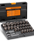 Bolt Extractor Kit For Damaged Fasteners, 32 Piece Nut And Bolt Remover Set with chrome molybdenum steel in black case, THINKWORK