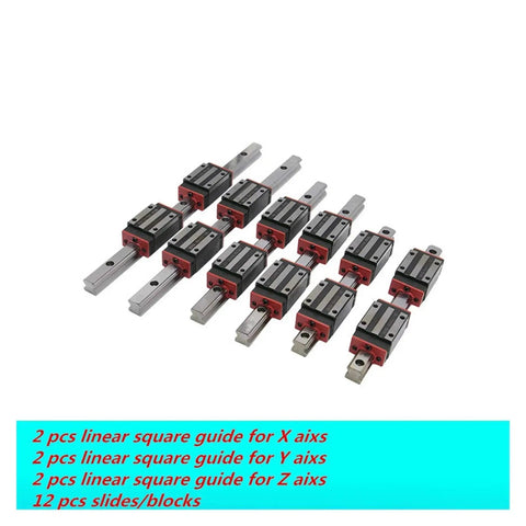 Beefy Linear Guide Rail Set With HGH15CA And HGH20CA Carriages 6 Pieces Lengths From 300 To 1500MM stainless steel rails with 12 blocks